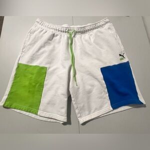 Kids Youth Boys Puma Terry Shorts White & Color block Size XL